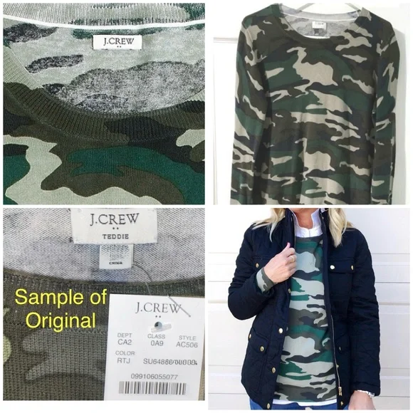 JCREW 🧸 Sweater, CAMO cotton EUC ⭐️ - Picture 6 of 9